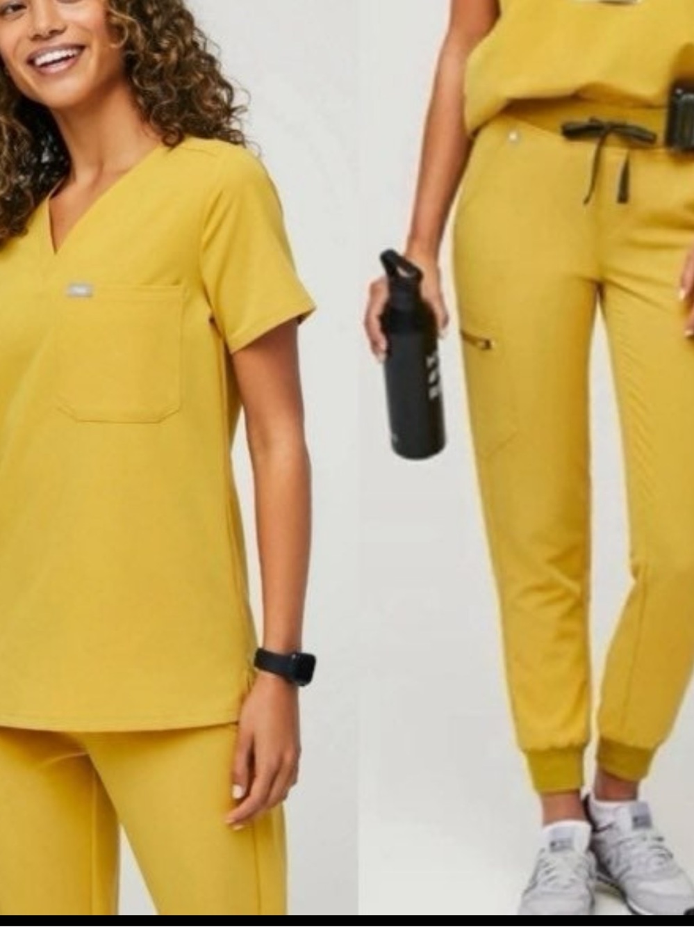 Figs Technical Collection Scrub Set in Mustard Yellow/ Gold